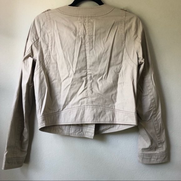 🌟GAP Khaki Moto Jacket Cotton Light Weight Tan Sm - Picture 2 of 4